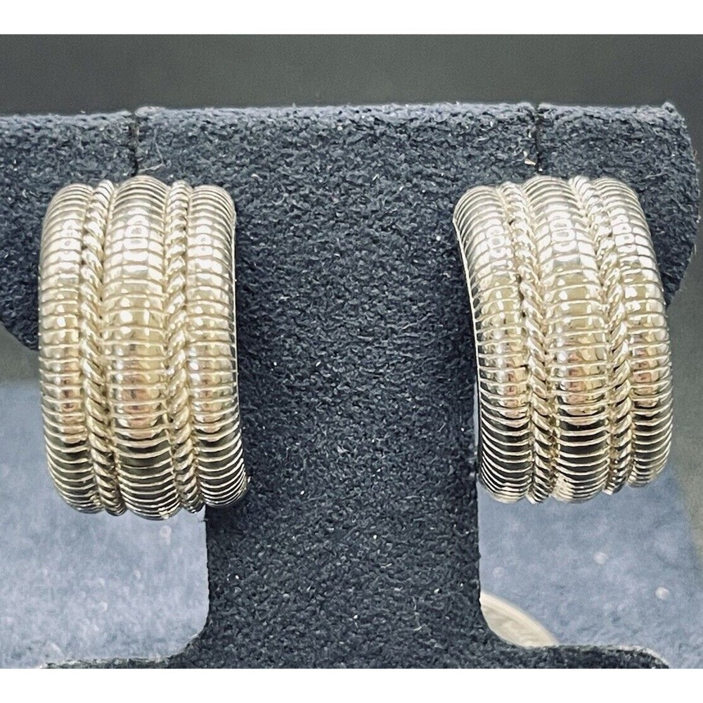 Judith Ripka Sterling Silver 12MM Hoop Earrings 925 Signed